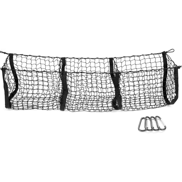 Support de filet de chargement universel – Maille élastique nylon avec 4 poches & crochets
