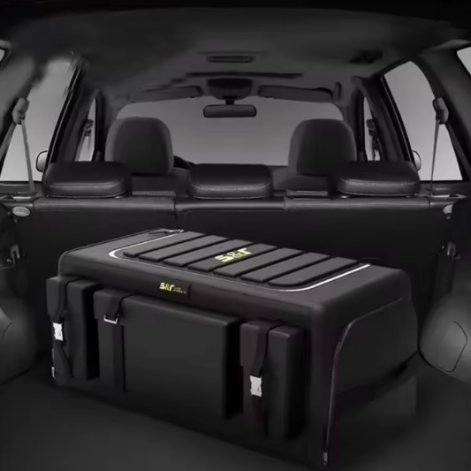 Organisateur de coffre avec couvercle – Boîte pliable en tissu Oxford 70 L avec multi-poches