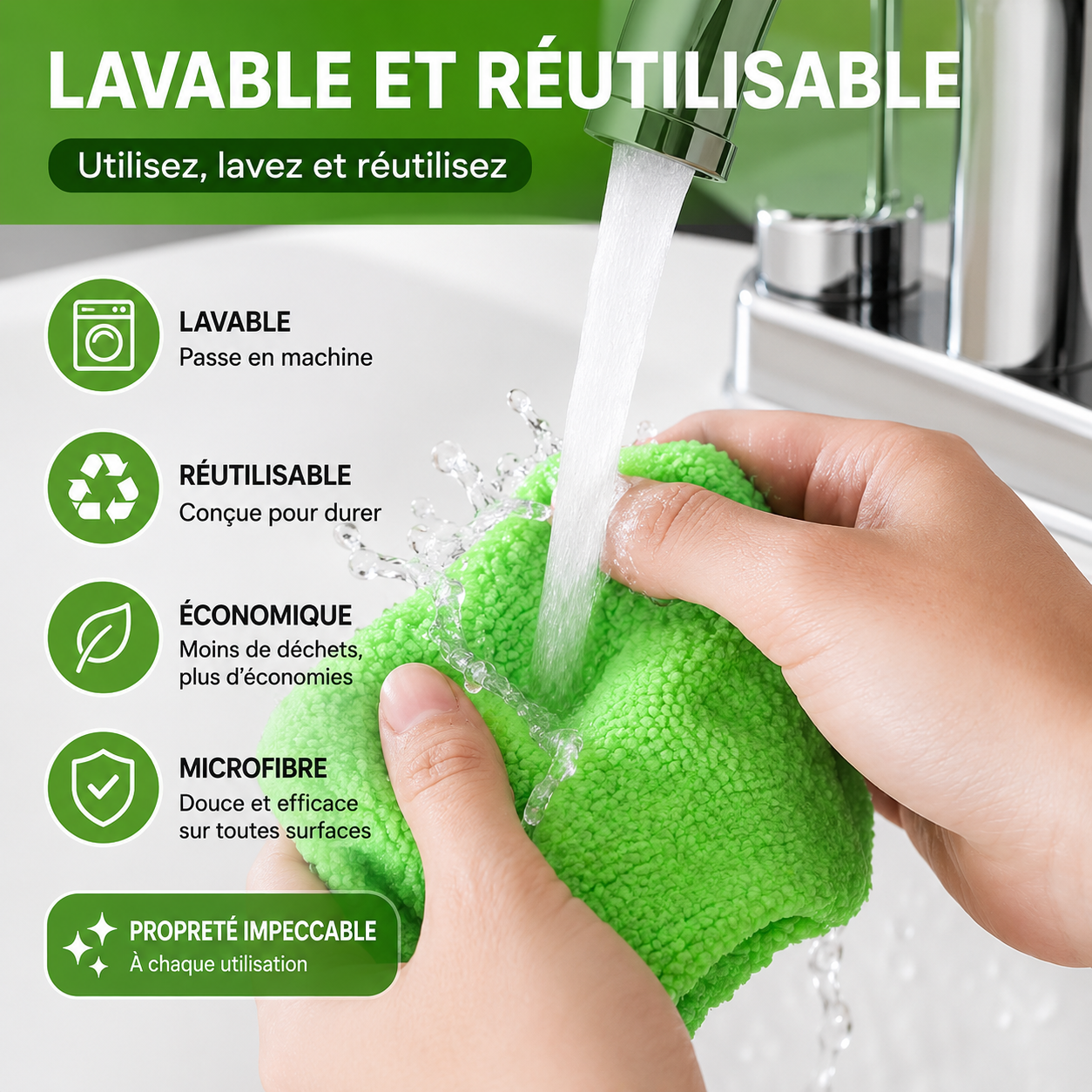 Lingettes Microfibres Réutilisables pour Pare-Brise