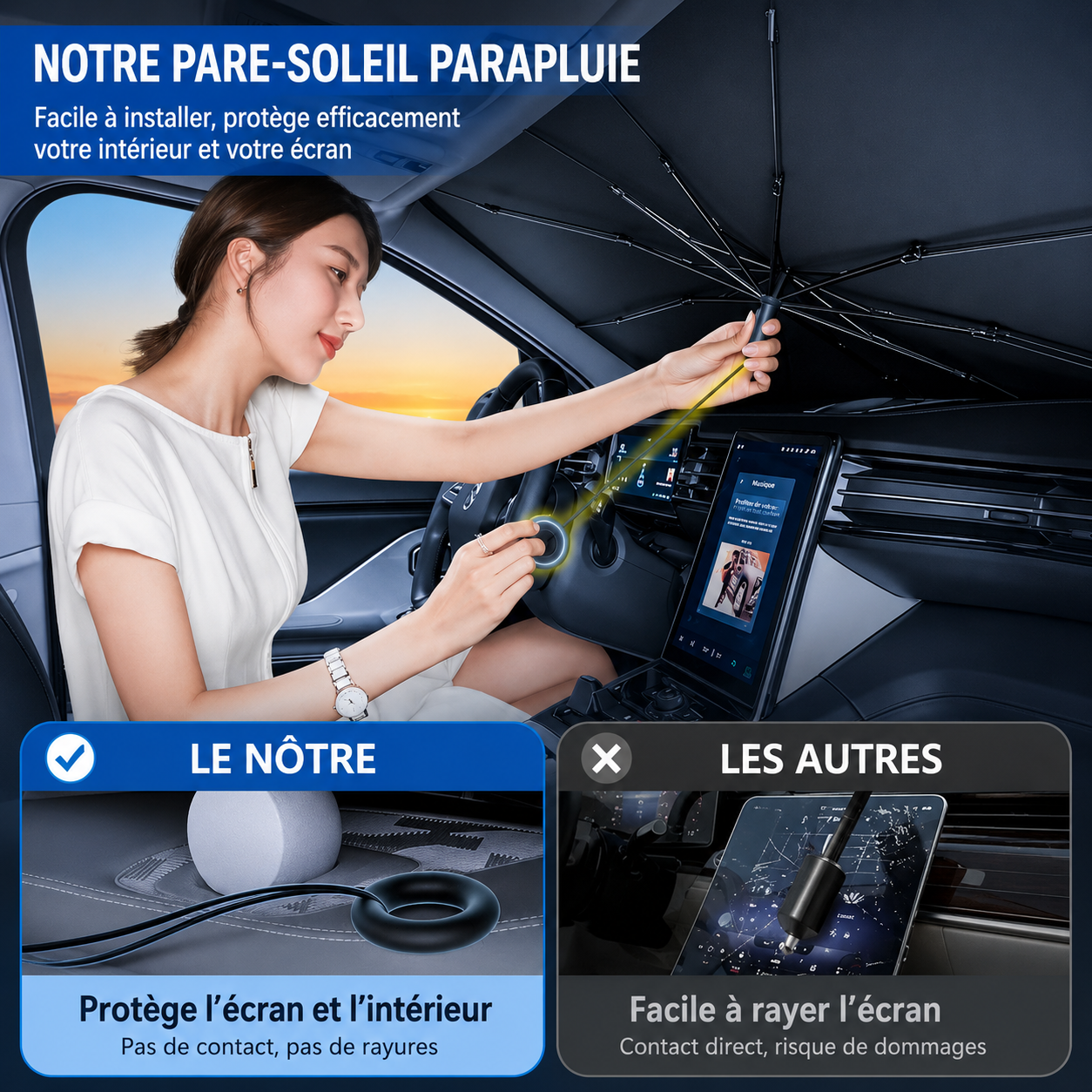 Pare-soleil parapluie voiture anti-UV pliable | CARFIT