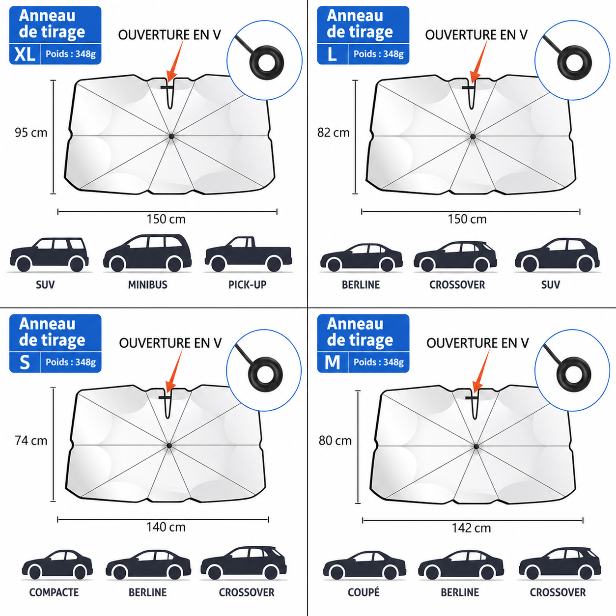 Pare-soleil parapluie voiture anti-UV pliable | CARFIT