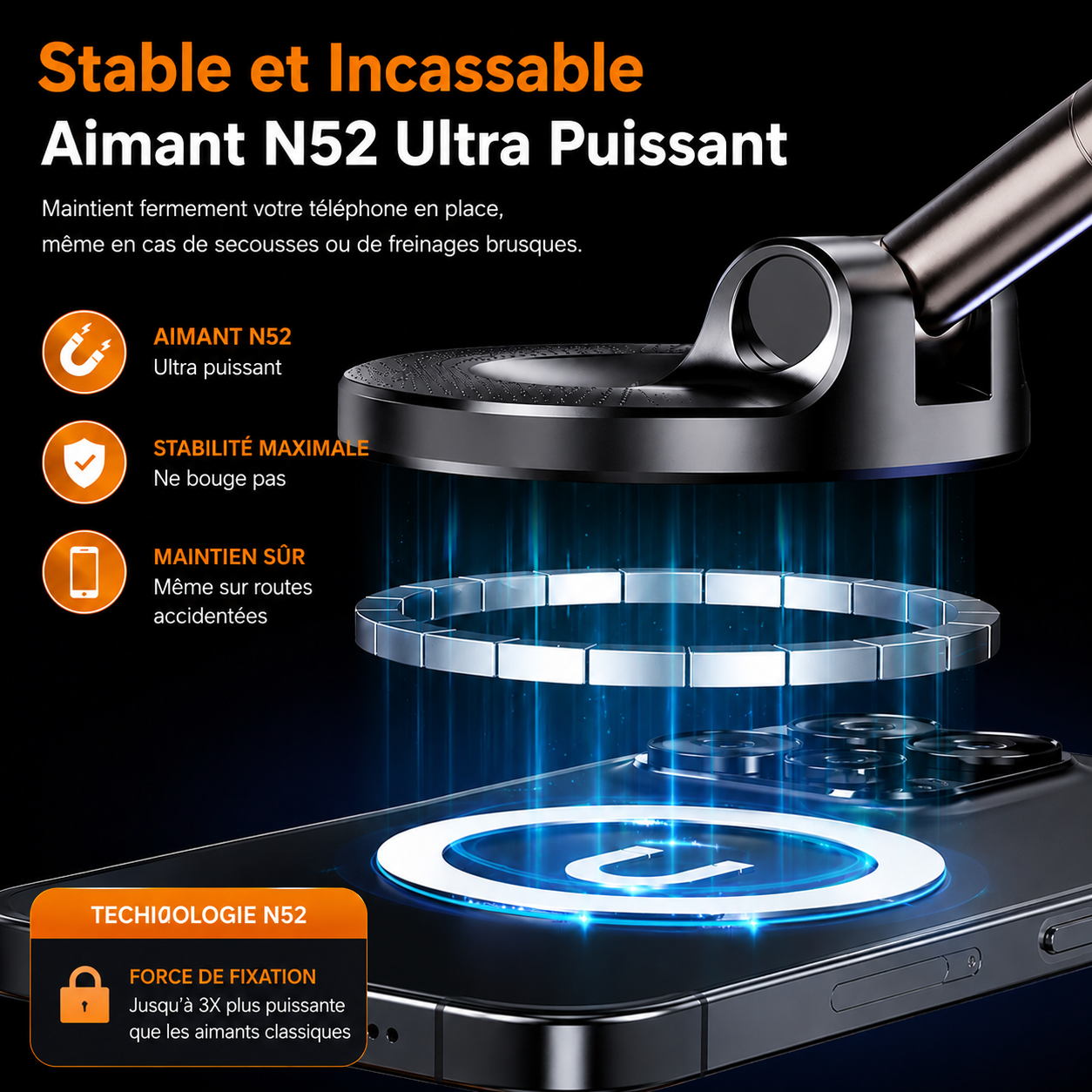Support Téléphone Magnétique 360° Ultra Stable | CARFIT
