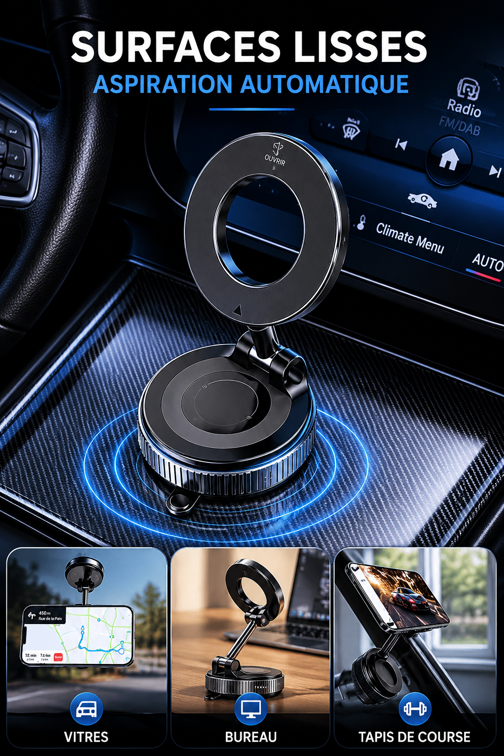 Support Téléphone Magnétique 360° Ultra Stable | CARFIT