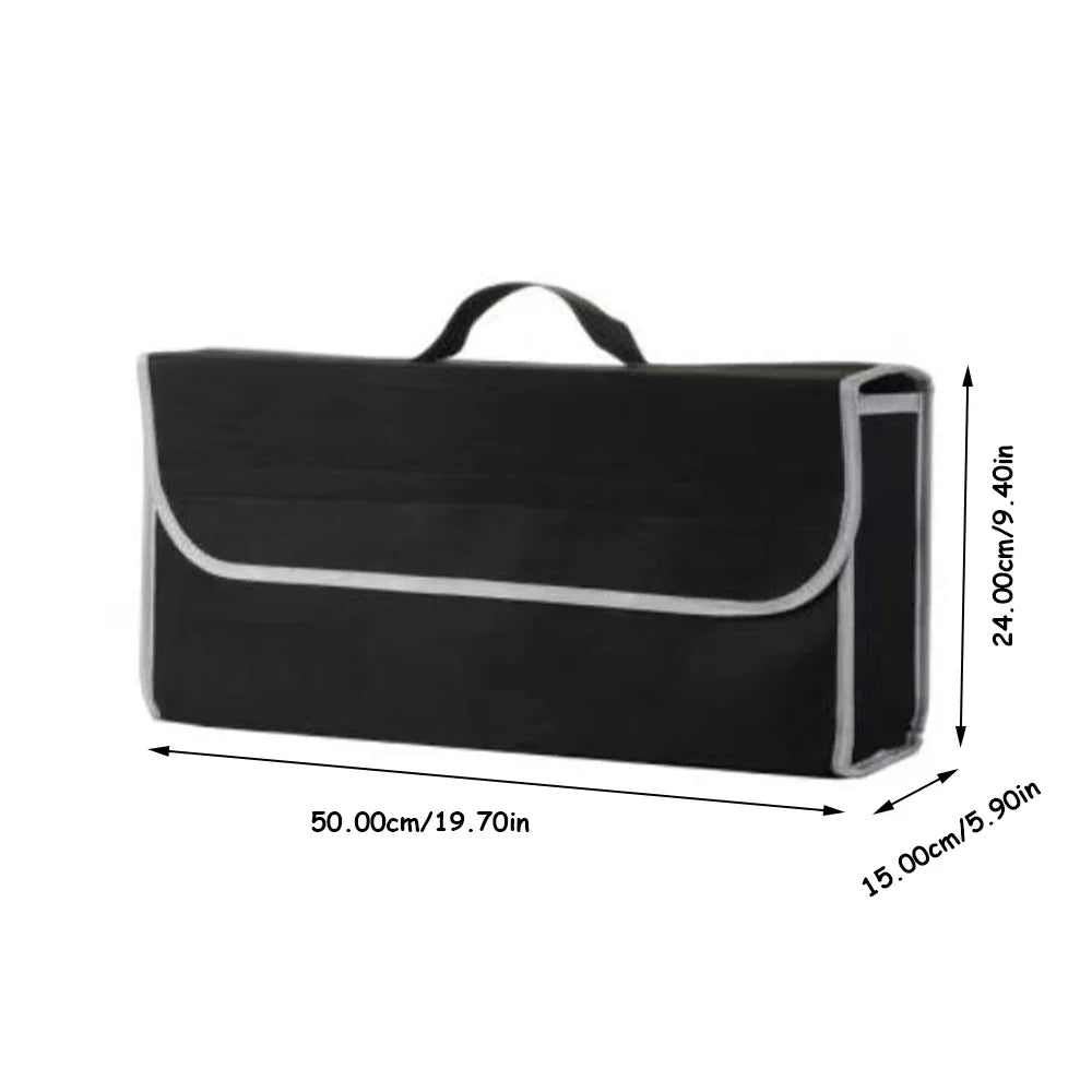 KKJOY Thickened Black Felt Car Trunk Storage Box Folding Debris Sorting Organizer for Vehicle Boot Space