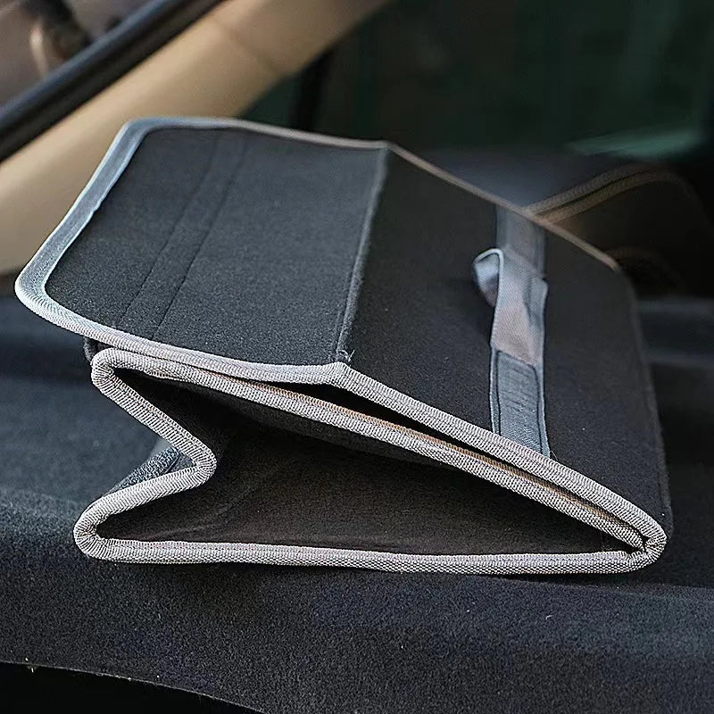 KKJOY Thickened Black Felt Car Trunk Storage Box Folding Debris Sorting Organizer for Vehicle Boot Space