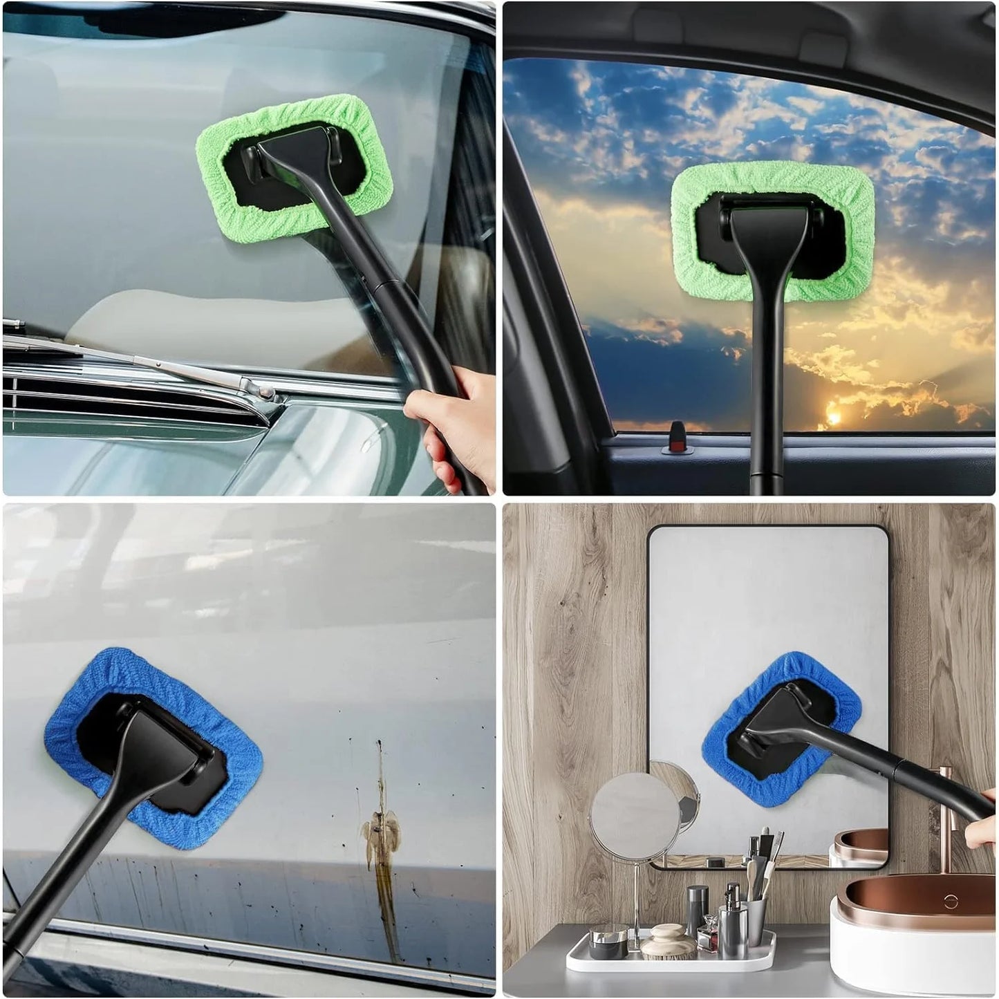 5pcs Microfiber Cleaning Brush Replacement Cloths - Washable & Reusable,  for Car Windshield Wipers, Home Glass, Aquariums
