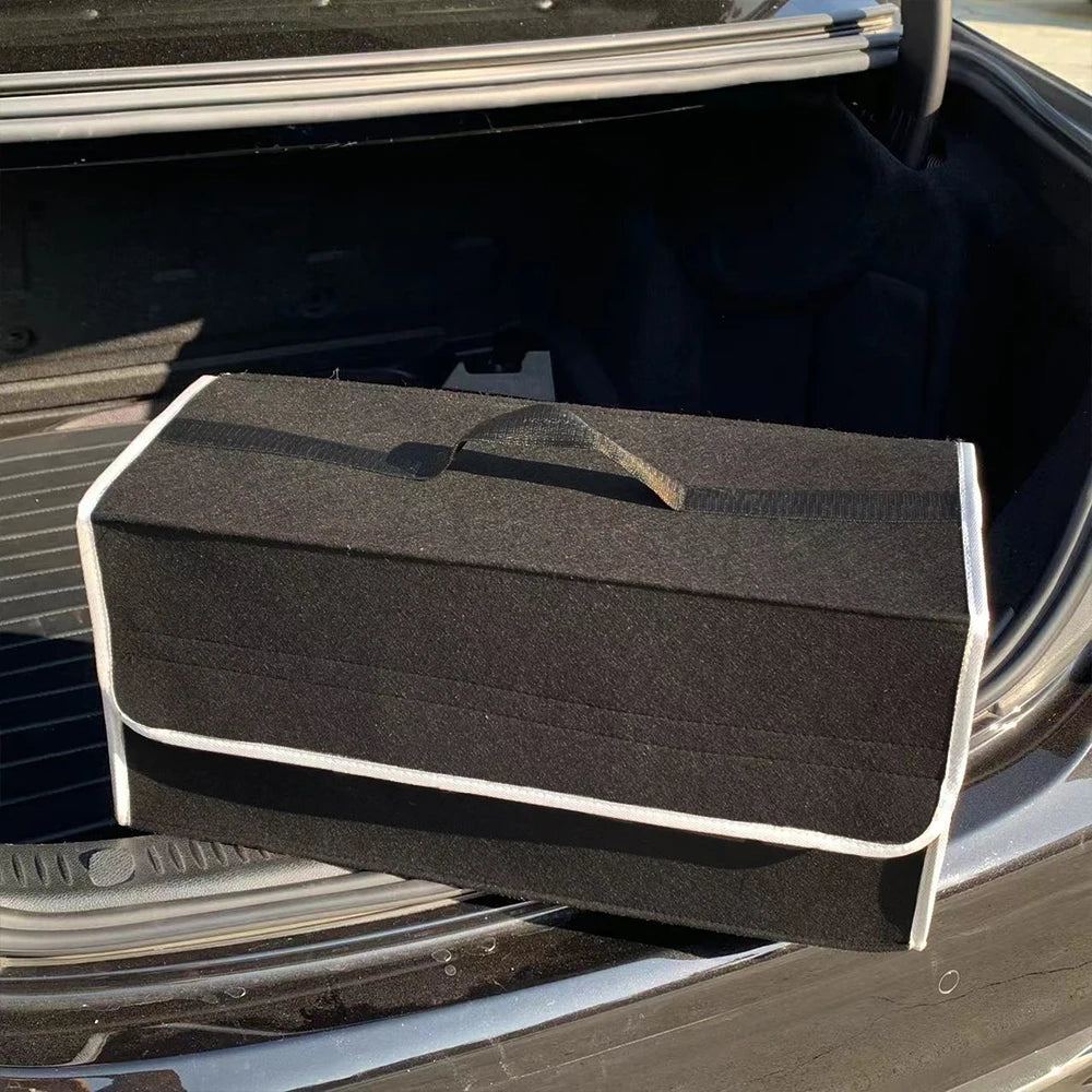 KKJOY Thickened Black Felt Car Trunk Storage Box Folding Debris Sorting Organizer for Vehicle Boot Space
