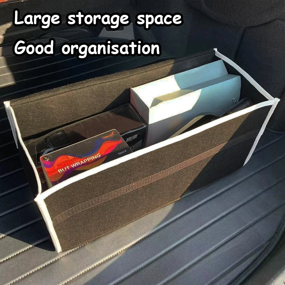 KKJOY Thickened Black Felt Car Trunk Storage Box Folding Debris Sorting Organizer for Vehicle Boot Space