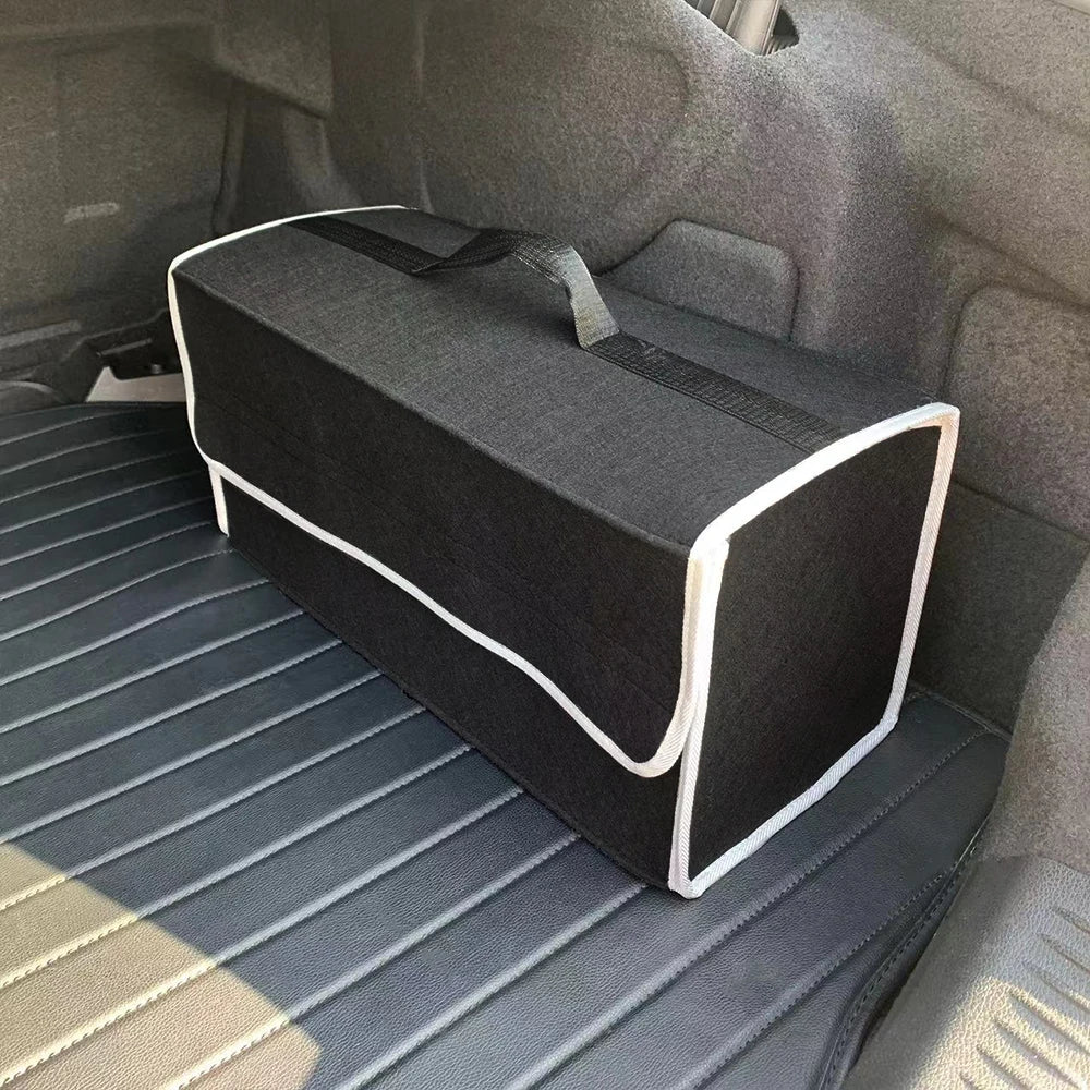KKJOY Thickened Black Felt Car Trunk Storage Box Folding Debris Sorting Organizer for Vehicle Boot Space