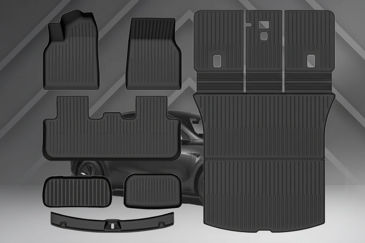 Tapis TPE sur-mesure Tesla Model Y Juniper 2025 — Sol & Coffre | CarFit